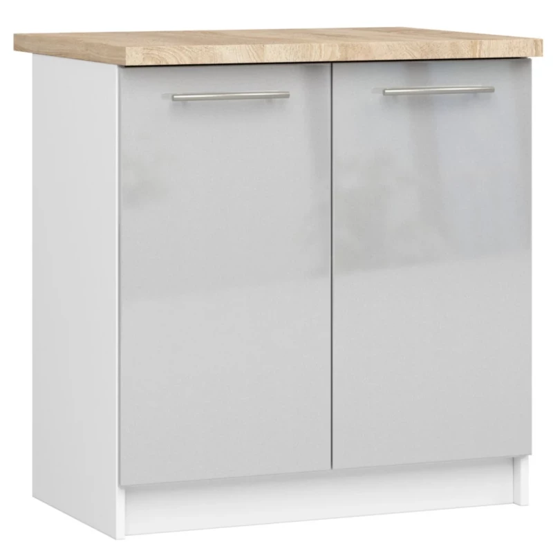 Alsó konyhaszekrény 80 cm VERMINA - fehér / fényes világosszürke