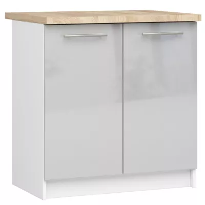 Alsó konyhaszekrény 80 cm VERMINA - fehér / fényes világosszürke