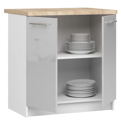 Alsó konyhaszekrény 80 cm VERMINA - fehér / fényes világosszürke