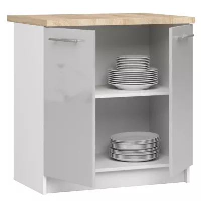 Alsó konyhaszekrény 80 cm VERMINA - fehér / fényes világosszürke