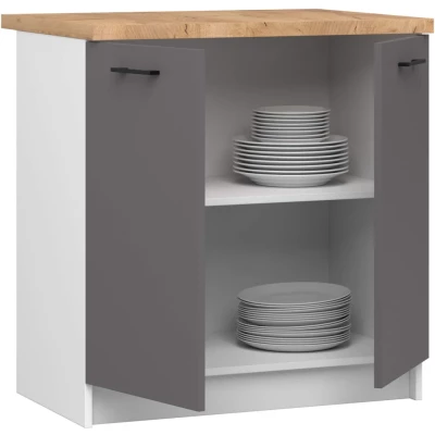 Alsó konyhaszekrény 80 cm VERMINA - fehér / szürke
