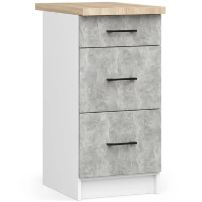 Alsó fiókos szekrény 40 cm VERMINA - fehér / beton