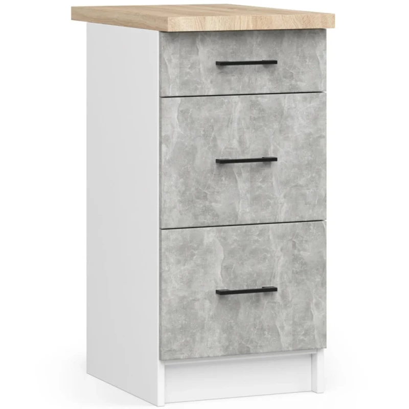 Alsó fiókos szekrény 40 cm VERMINA - fehér / beton