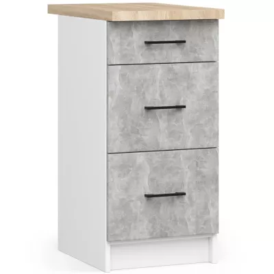 Alsó fiókos szekrény 40 cm VERMINA - fehér / beton