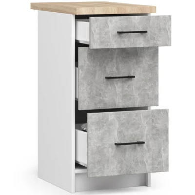 Alsó fiókos szekrény 40 cm VERMINA - fehér / beton