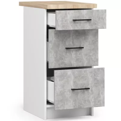 Alsó fiókos szekrény 40 cm VERMINA - fehér / beton