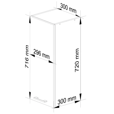 Felső konyhaszekrény 30 cm VERMINA - fehér / piros fényes felülettel