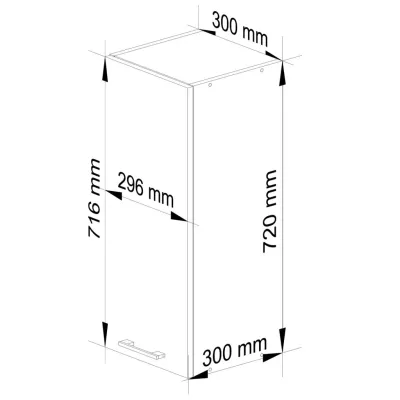 Felső konyhaszekrény 30 cm VERMINA - fehér / beton