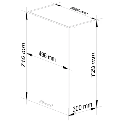 Felső konyhaszekrény 50 cm VERMINA - fehér / piros fényes felülettel