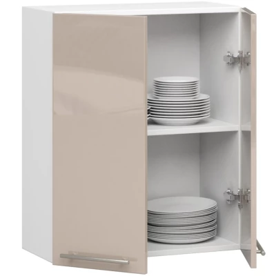 Felső konyhaszekrény 60 cm VERMINA - fehér / cappuccino fényes felülettel