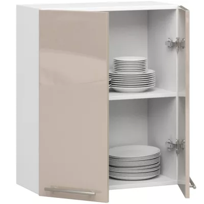 Felső konyhaszekrény 60 cm VERMINA - fehér / cappuccino fényes felülettel