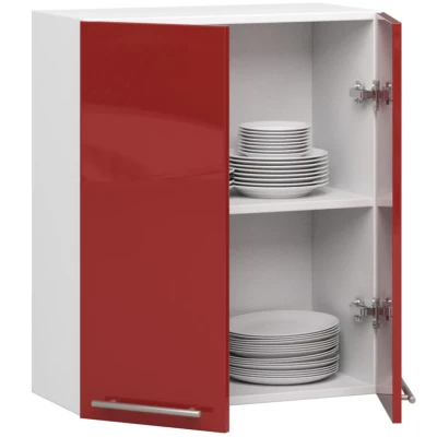 Felső konyhaszekrény 60 cm VERMINA - fehér / piros fényes felülettel