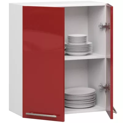 Felső konyhaszekrény 60 cm VERMINA - fehér / piros fényes felülettel