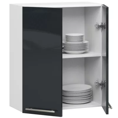 Felső konyhaszekrény 60 cm VERMINA - fehér / sötétszürke fényes felülettel