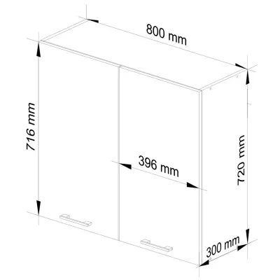 Felső konyhaszekrény 80 cm VERMINA - fehér / cappuccino fényes felülettel