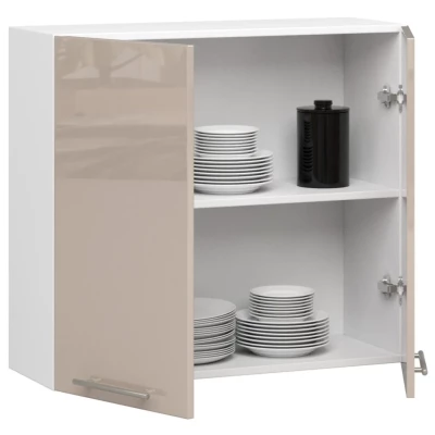 Felső konyhaszekrény 80 cm VERMINA - fehér / cappuccino fényes felülettel
