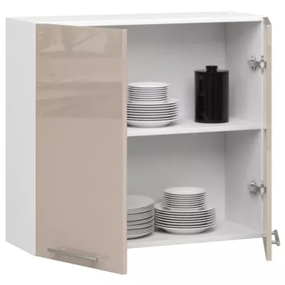 Felső konyhaszekrény 80 cm VERMINA - fehér / cappuccino fényes felülettel