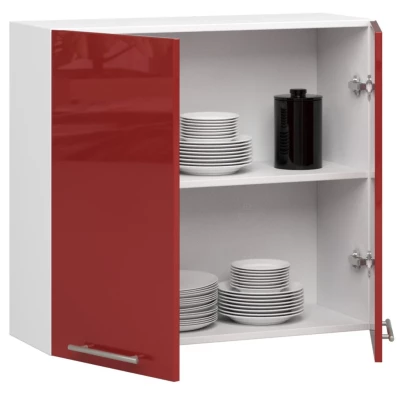 Felső konyhaszekrény 80 cm VERMINA - fehér / piros fényes felülettel