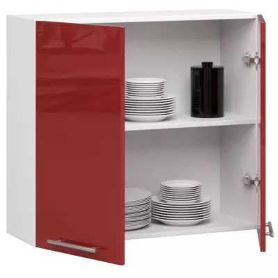 Felső konyhaszekrény 80 cm VERMINA - fehér / piros fényes felülettel