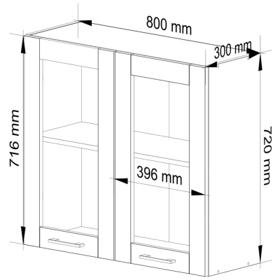 Felső vitrines szekrény 80 cm VERMINA - fehér