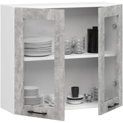 Felső vitrines szekrény 80 cm VERMINA - fehér / beton