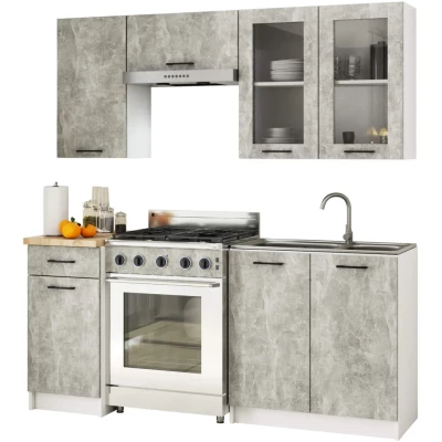 Felső vitrines szekrény 80 cm VERMINA - fehér / beton