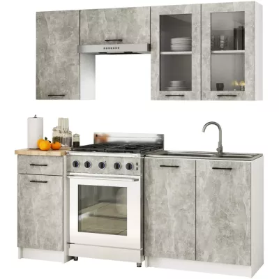 Felső vitrines szekrény 80 cm VERMINA - fehér / beton