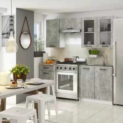 Felső vitrines szekrény 80 cm VERMINA - fehér / beton