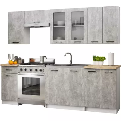 Felső vitrines szekrény 80 cm VERMINA - fehér / beton