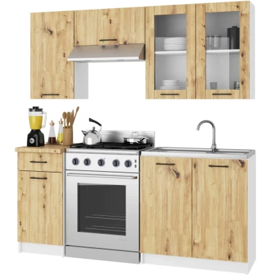 Felső vitrines szekrény 80 cm VERMINA - fehér / artisan tölgy