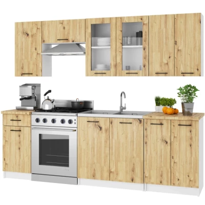 Felső vitrines szekrény 80 cm VERMINA - fehér / artisan tölgy