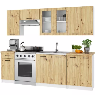 Felső vitrines szekrény 80 cm VERMINA - fehér / artisan tölgy