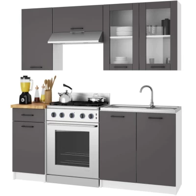 Felső vitrines szekrény 80 cm VERMINA - fehér / szürke