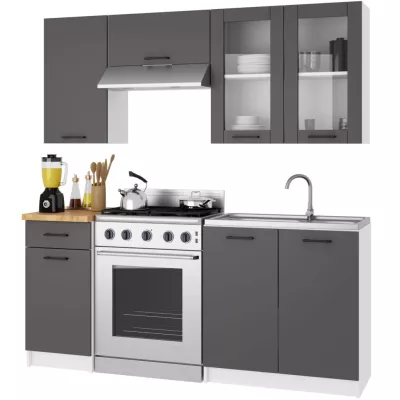 Felső vitrines szekrény 80 cm VERMINA - fehér / szürke