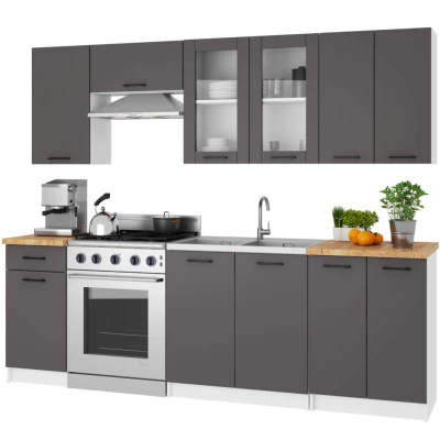 Felső vitrines szekrény 80 cm VERMINA - fehér / szürke