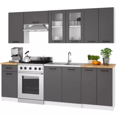 Felső vitrines szekrény 80 cm VERMINA - fehér / szürke