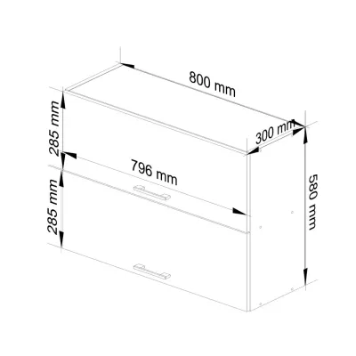 Felső függesztett konyhaszekrény 80 cm VERMINA - fehér / beton