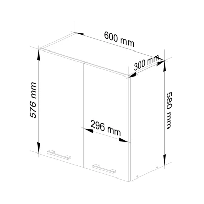 Fali konyhaszekrény 60 cm VERMINA - fehér / szürke