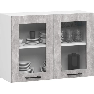 Fali vitrinek 80 cm VERMINA - fehér / beton