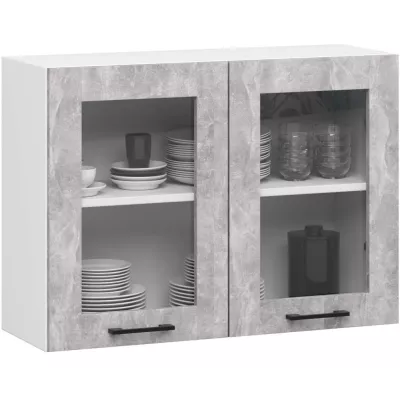 Fali vitrinek 80 cm VERMINA - fehér / beton