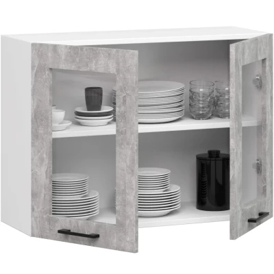 Fali vitrinek 80 cm VERMINA - fehér / beton