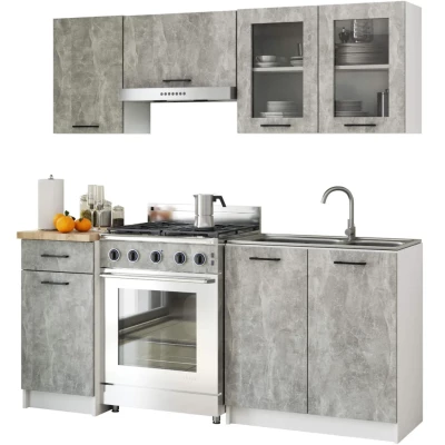 Fali vitrinek 80 cm VERMINA - fehér / beton