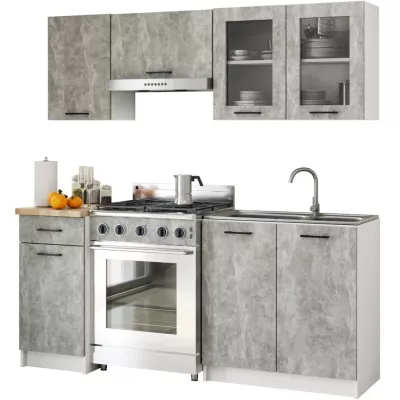 Fali vitrinek 80 cm VERMINA - fehér / beton