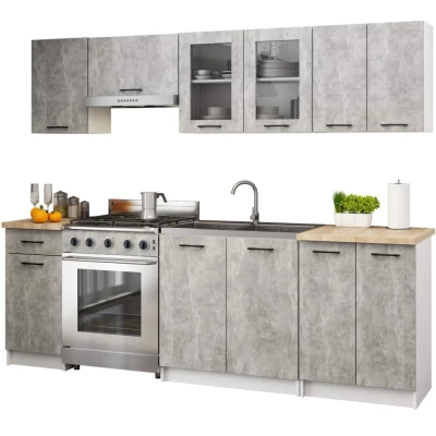 Fali vitrinek 80 cm VERMINA - fehér / beton