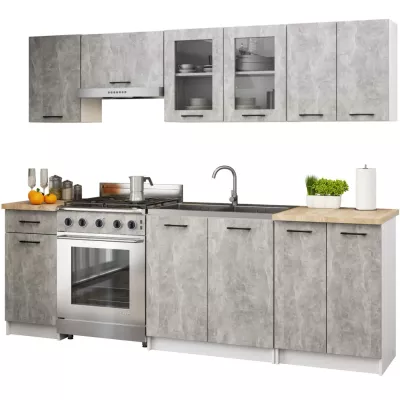 Fali vitrinek 80 cm VERMINA - fehér / beton