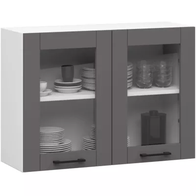 Fali vitrinek 80 cm VERMINA - fehér / szürke