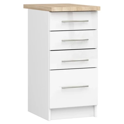 Konyhaszekrény fiókokkal 40 cm VERMINA - fehér / fényes fehér