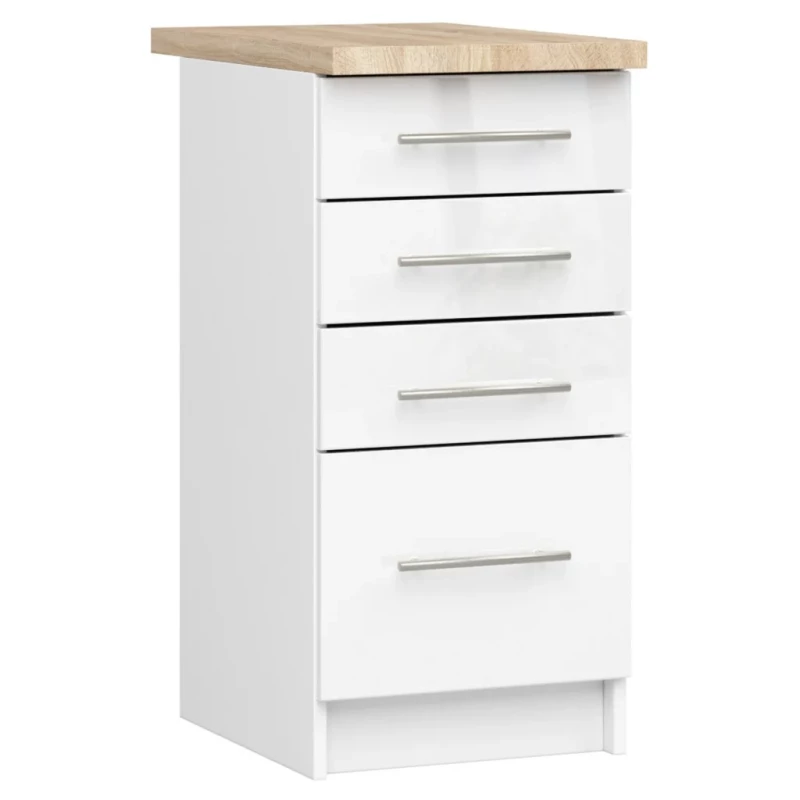 Konyhaszekrény fiókokkal 40 cm VERMINA - fehér / fényes fehér