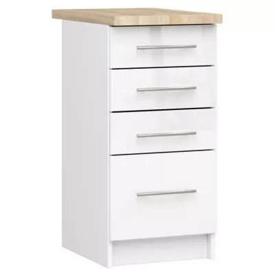 Konyhaszekrény fiókokkal 40 cm VERMINA - fehér / fényes fehér
