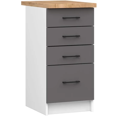 Konyhaszekrény fiókokkal 40 cm VERMINA - fehér / szürke